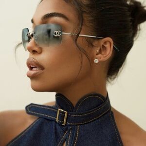 Vintage Chanel Green Tinted Sunglasses – Rhinestone Logo – Women’s